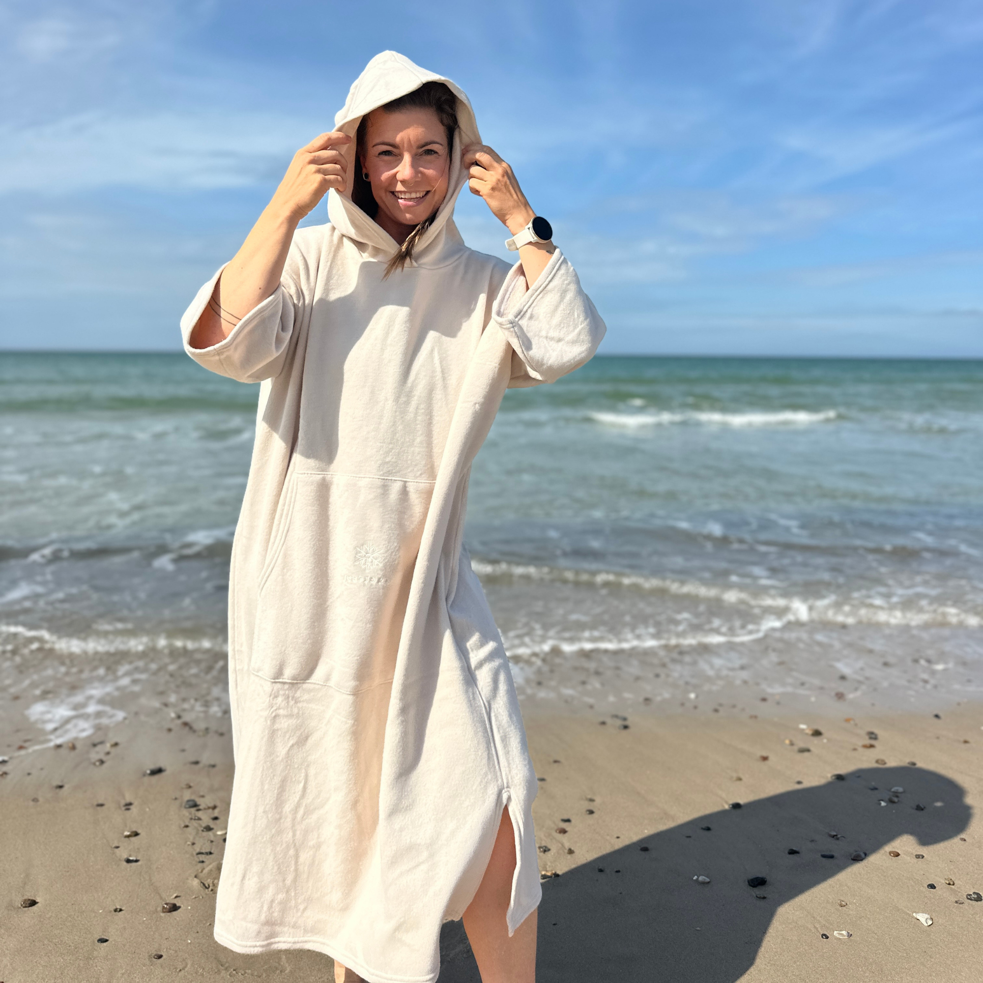 ICEFJORD LUKSUS BADEPONCHO BAMBUS, BEIGE